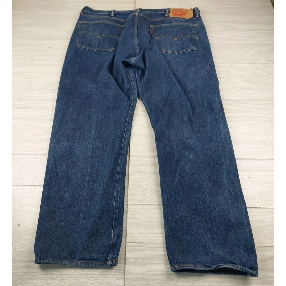 Levi's 501 Original Fit Jeans Mens 42x32 Blue Button Fly Straight Leg Denim